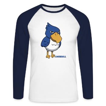 Oiseau à bec-en-sabot Ornithologue Forêt I Cadeau - T-shirt baseball manches longues Homme - blanc/marine - Devant - Nik (191cm)