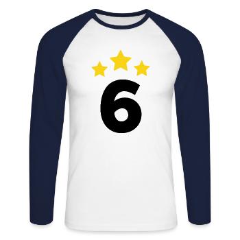 6 ans étoile - cadeau de 6e anniversaire - T-shirt baseball manches longues Homme - blanc/marine - Devant - Nik (191cm)