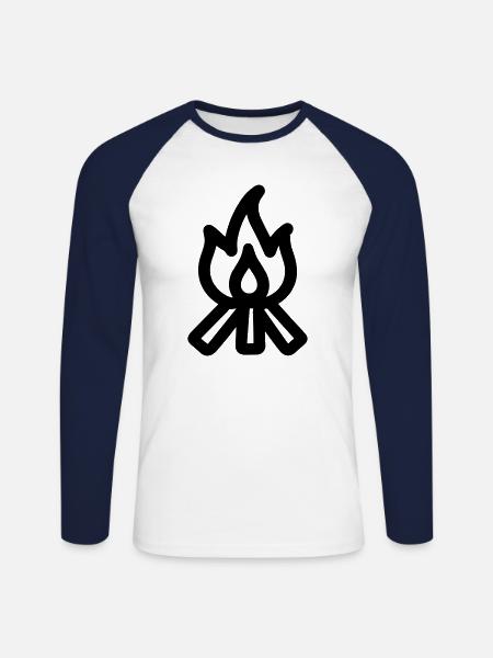 Campfire - Unisex Long Sleeve Baseball T-Shirt - white/navy