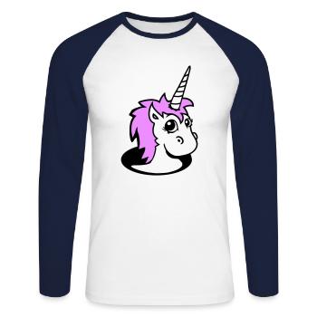 Unicorn Girl Pretty Bottom Hole Cartoon Cute Girl - Unisex Long Sleeve Baseball T-Shirt - white/navy - Front - Nik (191cm)