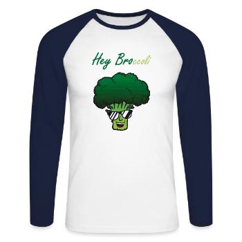 Bro broccoli - Unisex Long Sleeve Baseball T-Shirt - white/navy - Front - Nik (191cm)