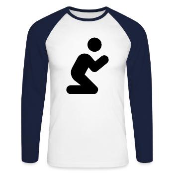 Pray Black - Unisex Baseballshirt langarm - Weiß/Navy - Vorne - Nik (191cm)