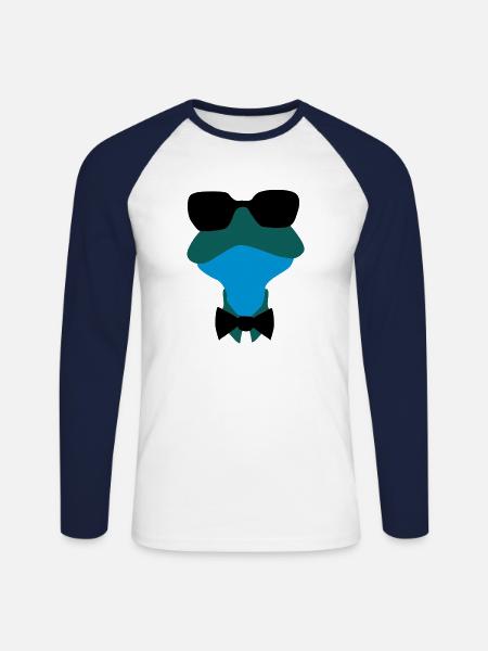 frosch mit sonnenbrille - Unisex Baseballshirt langarm - Weiß/Navy