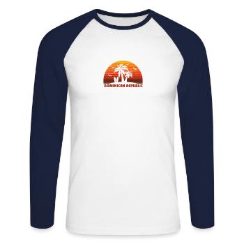 Cool Dominican Republic Beach Sunset Souvenir - Unisex Long Sleeve Baseball T-Shirt - white/navy - Front - Nik (191cm)