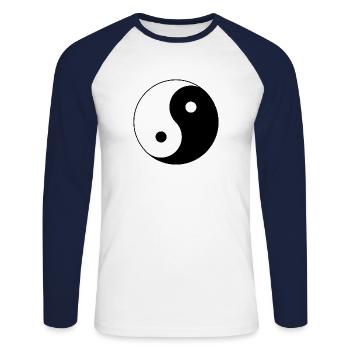 Yin und Yang - Unisex Baseballshirt langarm - Weiß/Navy - Vorne - Nik (191cm)
