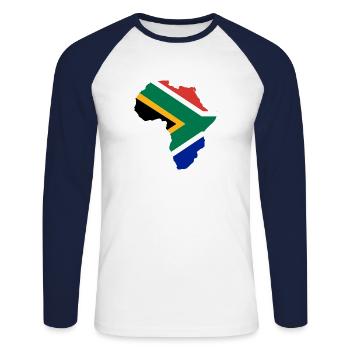 South Africa - Unisex Long Sleeve Baseball T-Shirt - white/navy - Front - Nik (191cm)