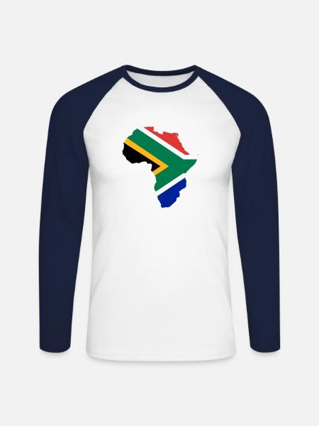Südafrika - Unisex Baseballshirt langarm - Weiß/Navy