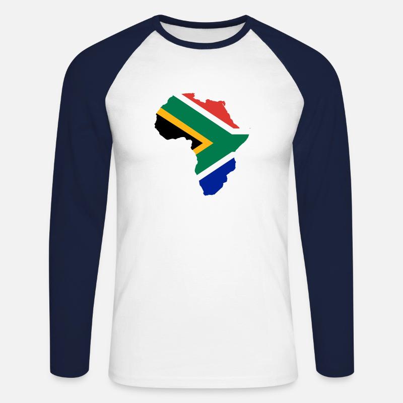 Südafrika - Unisex Baseballshirt langarm - Weiß/Navy