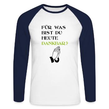 Grâce à la prière de grâces mains de cadeau slogan rengaine - T-shirt baseball manches longues Homme - blanc/marine - Devant - Nik (191cm)