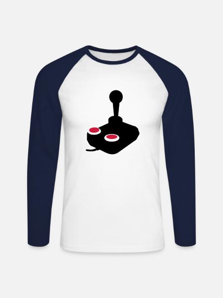 Joystick Videospiel-Joystick paddle1 - Unisex Baseballshirt langarm - Weiß/Navy