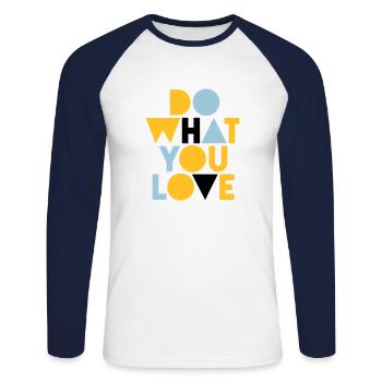 fais ce que tu aimes - T-shirt baseball manches longues Homme - blanc/marine - Devant - Nik (191cm)