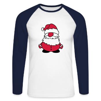 santa claus funny 002 - Unisex Long Sleeve Baseball T-Shirt - white/navy - Front - Nik (191cm)