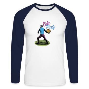 Kuchenparty - Unisex Baseballshirt langarm - Weiß/Navy - Vorne - Nik (191cm)