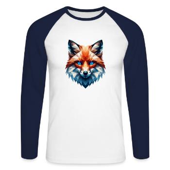 fox, animal, forest, red fox, wilderness - Unisex Long Sleeve Baseball T-Shirt - white/navy - Front - Nik (191cm)