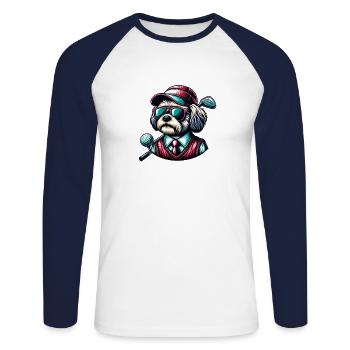Bolonka Golfers Golf Course Dogs Owners - Unisex Long Sleeve Baseball T-Shirt - white/navy - Front - Nik (191cm)