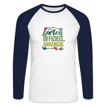 Jardinier Officiel Du Jardin Du Jardinier Du Jardin Du Jardin Du Jardinage T - T-shirt baseball manches longues Homme - blanc/marine - Devant - Nik (191cm)