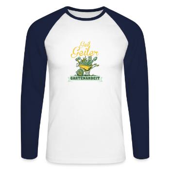 Horny Horny Jardinier Jardinier Jardinier Dire - T-shirt baseball manches longues Homme - blanc/marine - Devant - Nik (191cm)