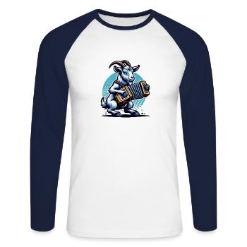Goats Accordion Player Music Design - Unisex Long Sleeve Baseball T-Shirt - white/navy - Front - Nik (191cm)