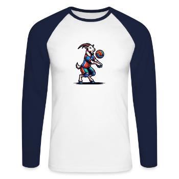 Ziege Volleyball Spieler Sport Team Design - Unisex Baseballshirt langarm - Weiß/Navy - Vorne - Nik (191cm)