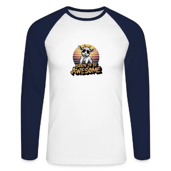 Drôle d’amoureux des animaux de la ferme de chèvres - T-shirt baseball manches longues Homme - blanc/marine - Devant - Nik (191cm)