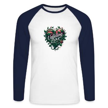 Unerschütterliche Liebe Jeremia 31:3 Botanisches - Unisex Baseballshirt langarm - Weiß/Navy - Vorne - Nik (191cm)