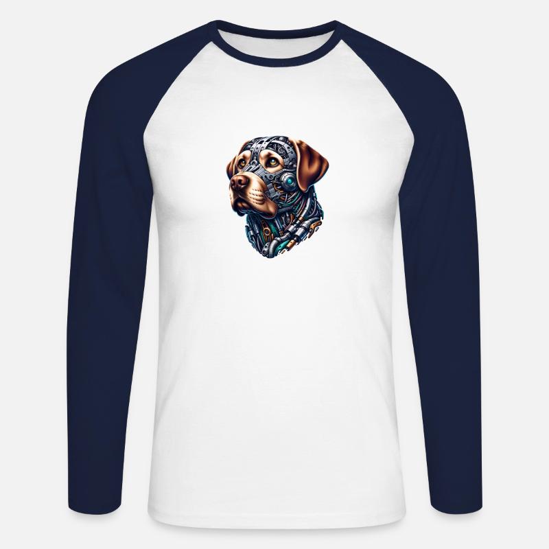 Labrador Retriever Android Design - Unisex Baseballshirt langarm - Weiß/Navy