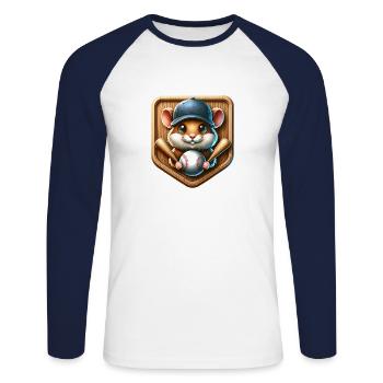Cool Hamster Le Lanceur De Baseball Softball - T-shirt baseball manches longues Homme - blanc/marine - Devant - Nik (191cm)