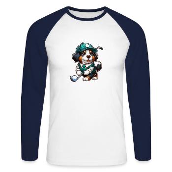 Conception de golfeur bouvier bernois drôle - T-shirt baseball manches longues Homme - blanc/marine - Devant - Nik (191cm)
