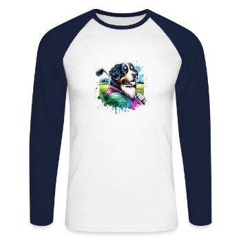 Bernhardiner Lustiges Golf Design Für Golfer - Unisex Baseballshirt langarm - Weiß/Navy - Vorne - Nik (191cm)