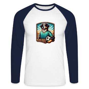 Berner Sennenhund Fußball Spieler Champion Fan - Unisex Baseballshirt langarm - Weiß/Navy - Vorne - Nik (191cm)