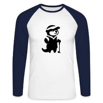 Silhouette de golf loutre golfeur drôle - T-shirt baseball manches longues Homme - blanc/marine - Devant - Nik (191cm)