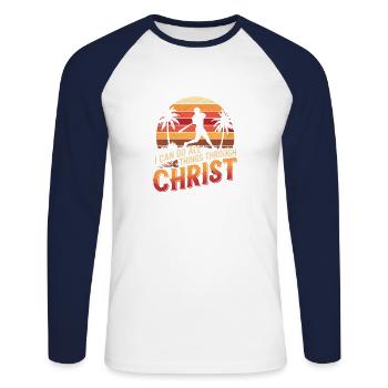 I can do everything through Christ Baseball Christian - Unisex Long Sleeve Baseball T-Shirt - white/navy - Front - Nik (191cm)