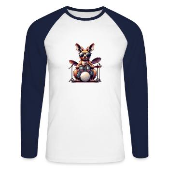 Global - Noir sans Japon Modèle - T-shirt baseball manches longues Homme - blanc/marine - Devant - Nik (191cm)
