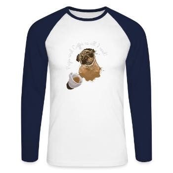 Boobs and coffee are all I need - - Unisex Long Sleeve Baseball T-Shirt - white/navy - Front - Nik (191cm)