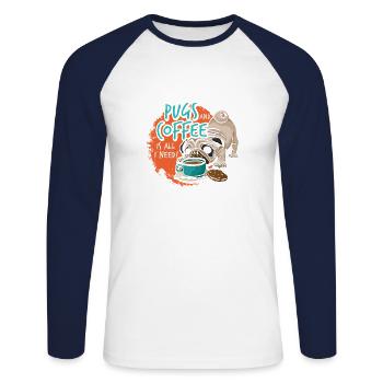 Boobs and coffee are all I need Fun - Unisex Long Sleeve Baseball T-Shirt - white/navy - Front - Nik (191cm)