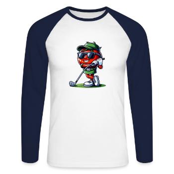 Coole Lustige Golf-tomate Mit Sonnenbrille Und - Unisex Baseballshirt langarm - Weiß/Navy - Vorne - Nik (191cm)