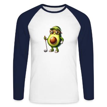 Funny golf avocado with cool style and attitude - Unisex Long Sleeve Baseball T-Shirt - white/navy - Front - Nik (191cm)