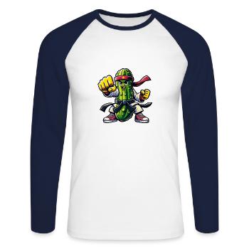 Funny Karate Cucumber Humor Martial Arts - Unisex Long Sleeve Baseball T-Shirt - white/navy - Front - Nik (191cm)