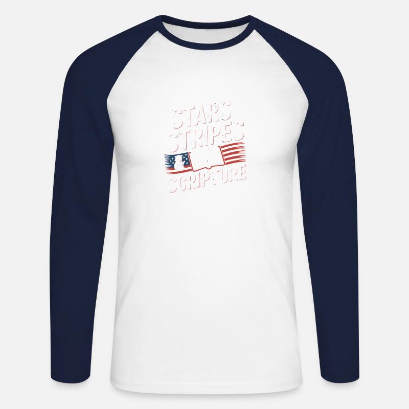 Stars, Stripes & Scripture - Lightblessed - - Unisex Long Sleeve Baseball T-Shirt - white/navy