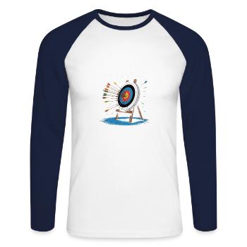 Bow: Bullseye? Never Heard Of Her - Unisex Long Sleeve Baseball T-Shirt - white/navy - Front - Nik (191cm)