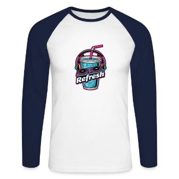 Erfrischende DJ Beats für Musikliebhaber - Unisex Baseballshirt langarm - Weiß/Navy - Vorne - Nik (191cm)
