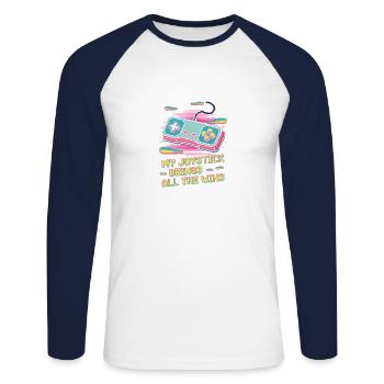 Mein Joystick Bringt Alle Siege - Unisex Baseballshirt langarm - Weiß/Navy - Vorne - Nik (191cm)