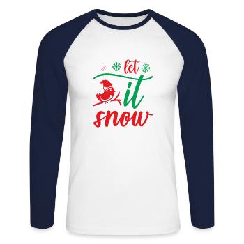 Let it snow - humour noël - T-shirt baseball manches longues Homme - blanc/marine - Devant - Nik (191cm)