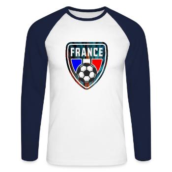 France - Unisex Baseballshirt langarm - Weiß/Navy - Vorne - Nik (191cm)