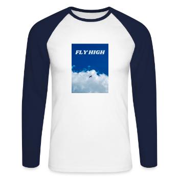 Fly high. Print with realistic photo. - Unisex Long Sleeve Baseball T-Shirt - white/navy - Front - Nik (191cm)
