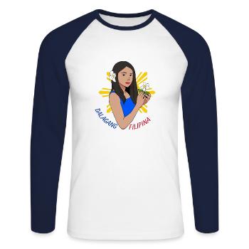 Philippinen Filipina Flagge Dalagang I Geschenk - Unisex Baseballshirt langarm - Weiß/Navy - Vorne - Nik (191cm)