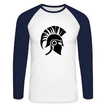 Sparta Spartanischer Krieger - Unisex Baseballshirt langarm - Weiß/Navy - Vorne - Nik (191cm)