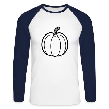citrouille - T-shirt baseball manches longues Homme - blanc/marine - Devant - Nik (191cm)