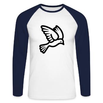 Colombe - T-shirt baseball manches longues Homme - blanc/marine - Devant - Nik (191cm)