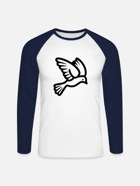 Taube - Unisex Baseballshirt langarm - Weiß/Navy